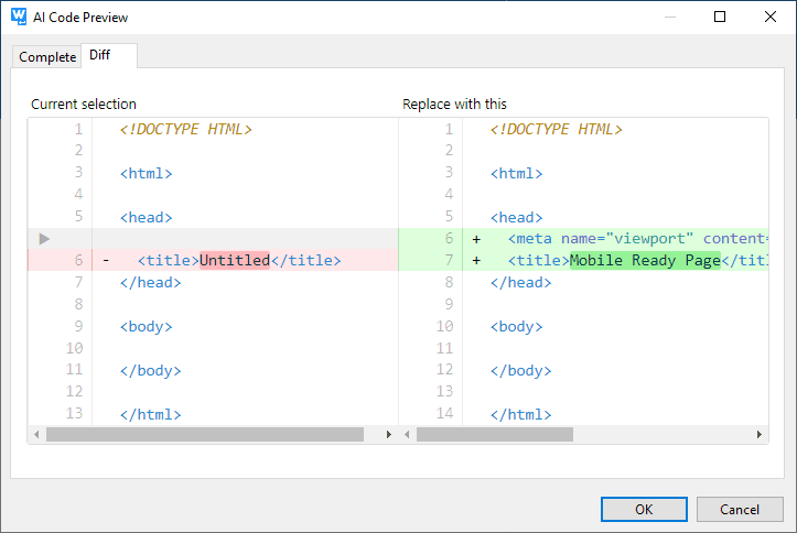 AI compare view